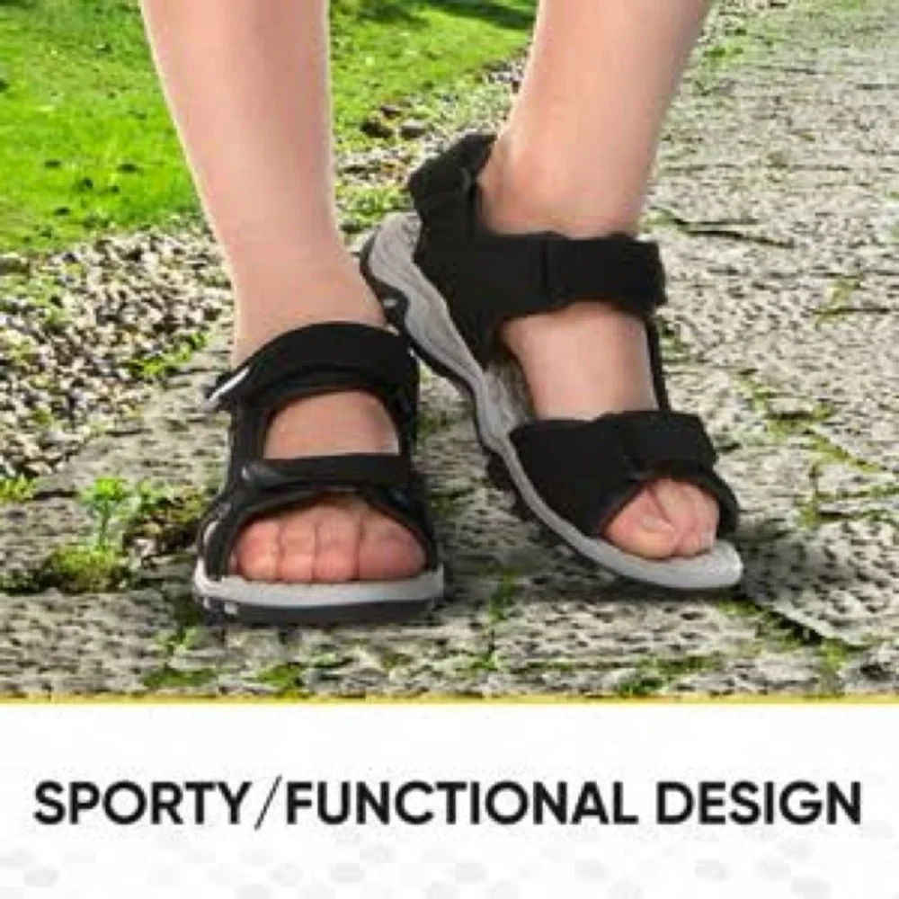 KHOMBU BRADY Kids Black Sandals Boy's Open Toe Sandal Non Slip Grip Sz 9T